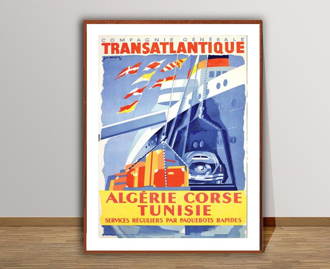 Compagnie Generale Transatlantique Algeria Corsica Tunisia Poster - Image 2