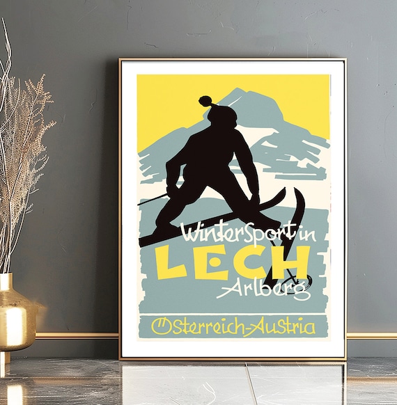 Lech Arlberg Vintage Austrian Alpine Ski Resort Travel Poster