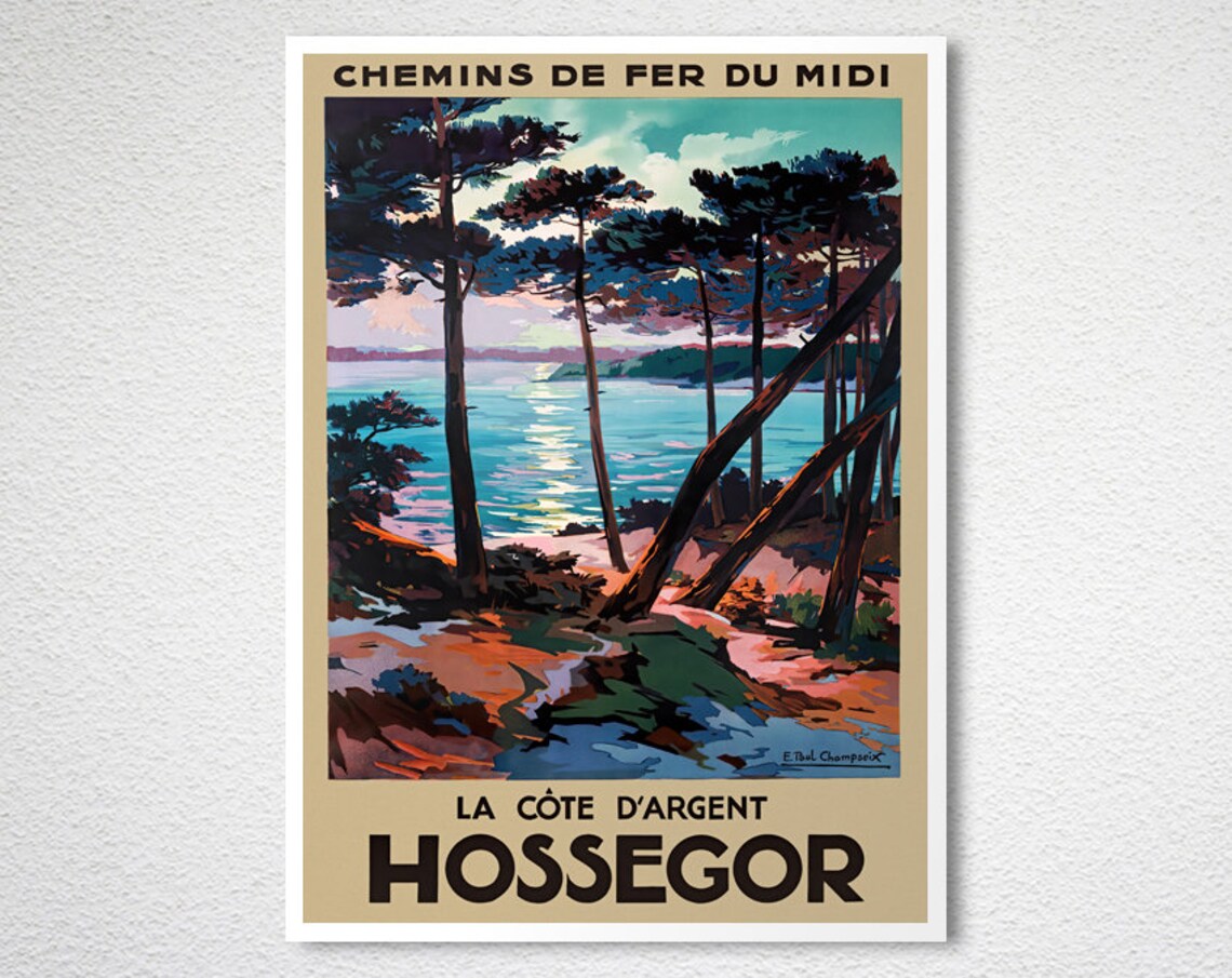 Hossegor La Cote DArgent France Vintage Travel Poster - Image 2