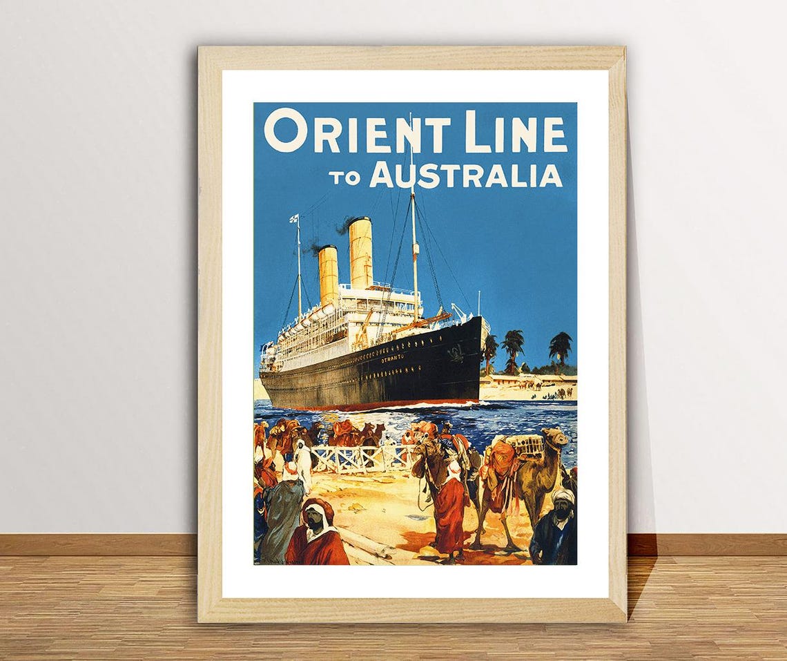 Orient Line to Australia Ocean Liner Vintage Travel Poster Art