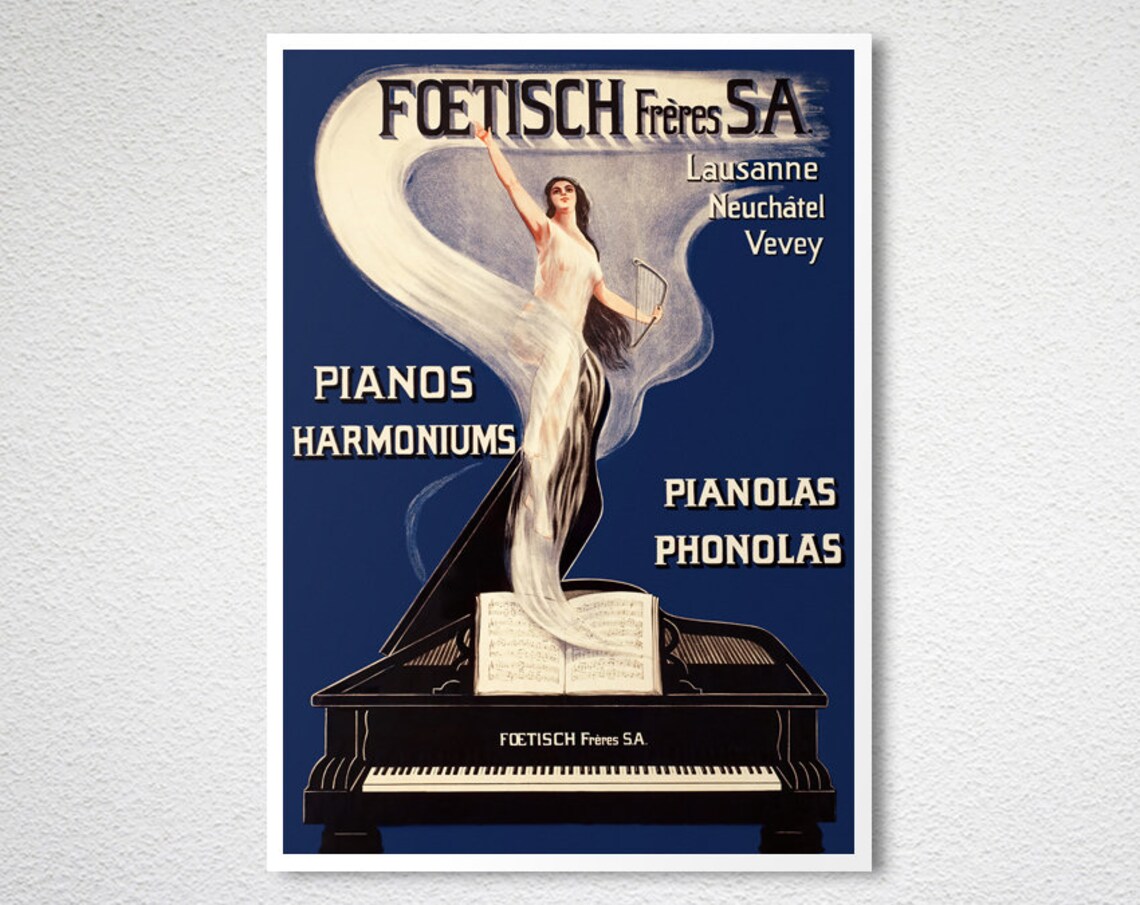 Foetisch Frères Pianos Lausanne Classic Vintage Advertising Poster - Image 2