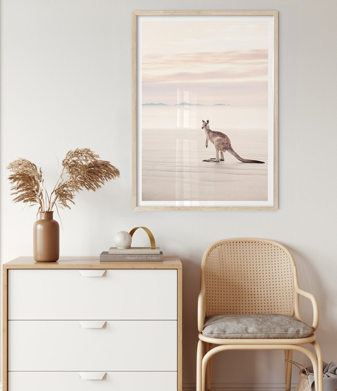 Kangaroo on Beach Art Print, Australian Animal - Image 3