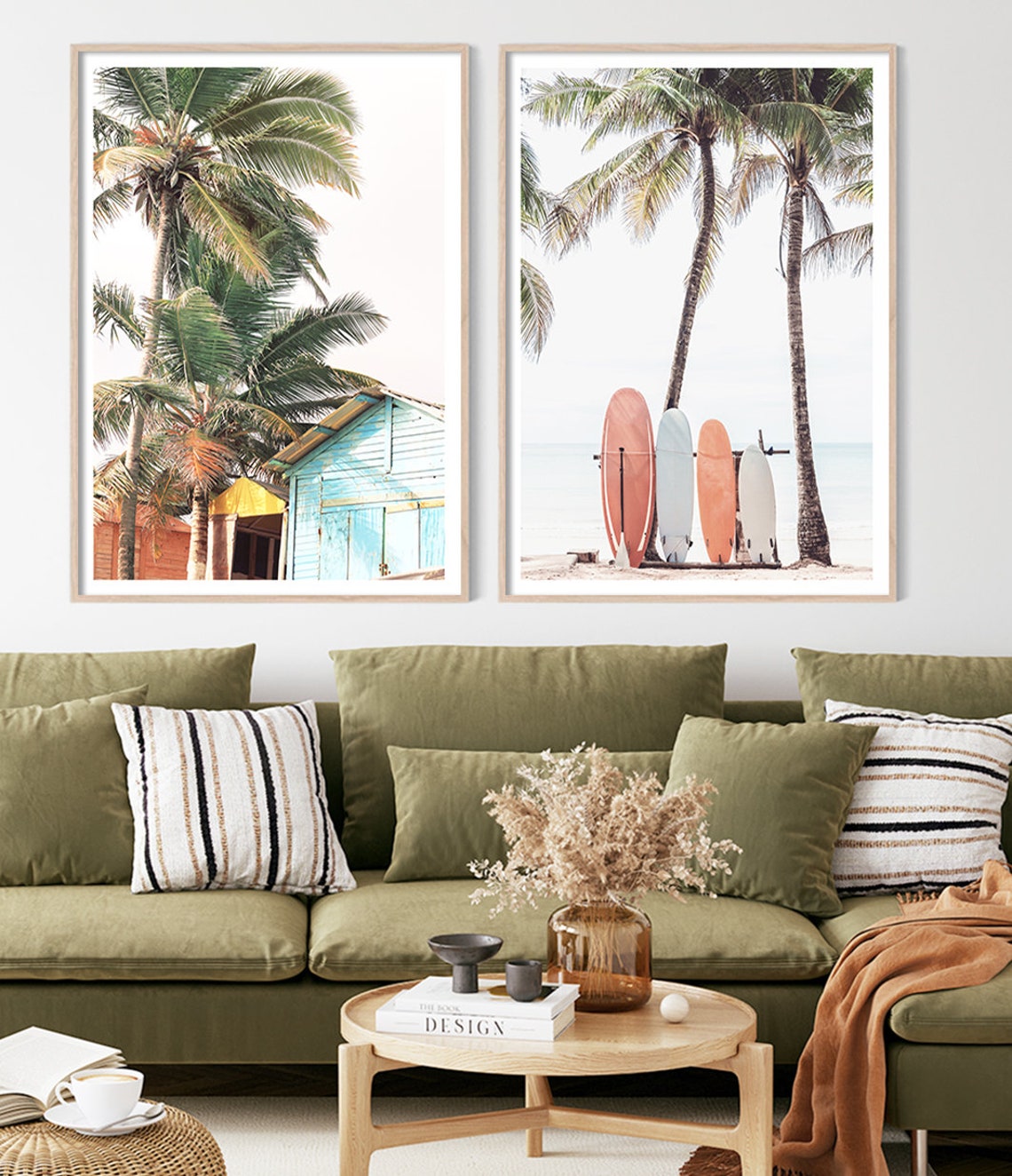 Pastel Caribbean Beach Shack Palm Trees Tropical Coastal Wall Poster - Image 3