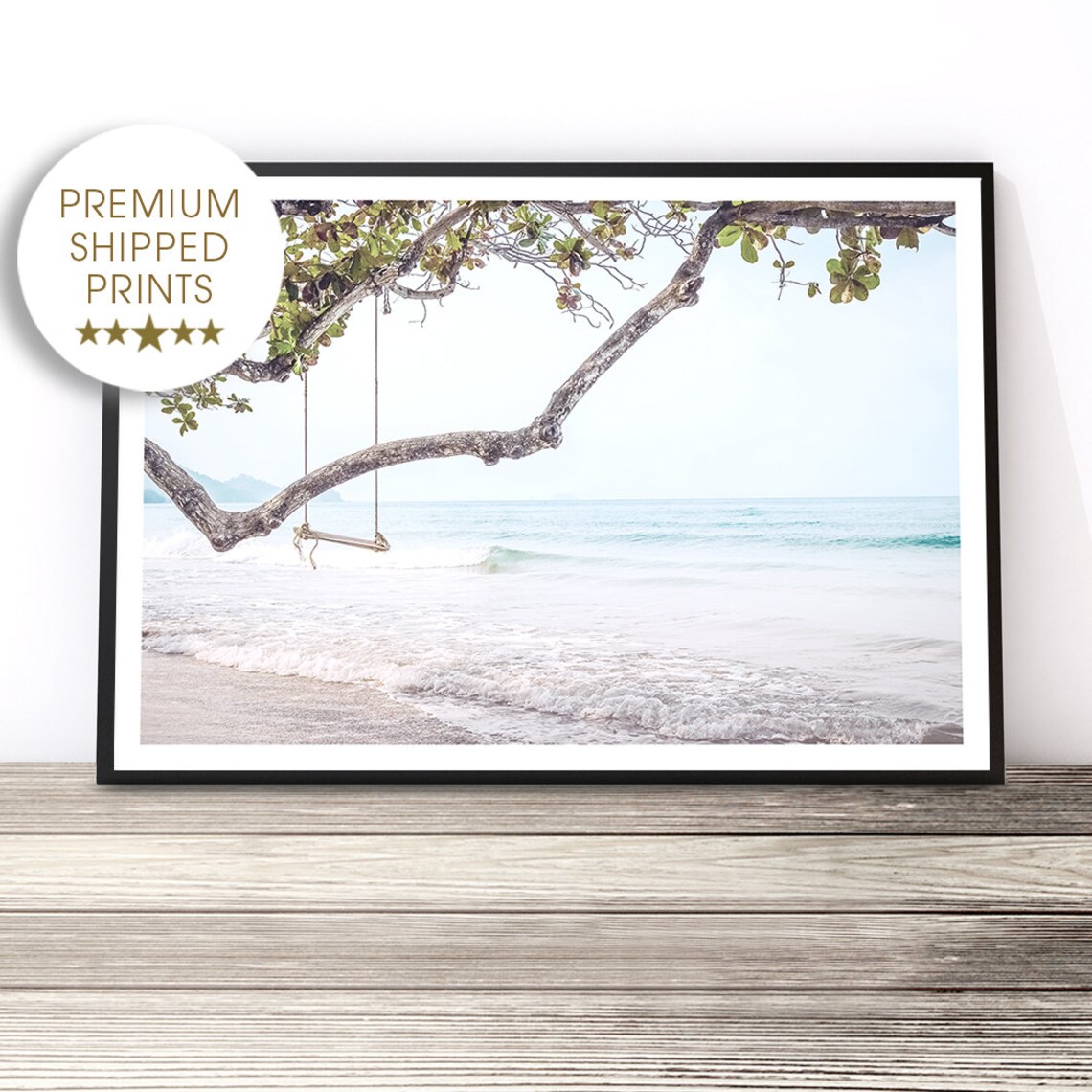 Beach Swing Coastal Art Print, Tropical Beach House