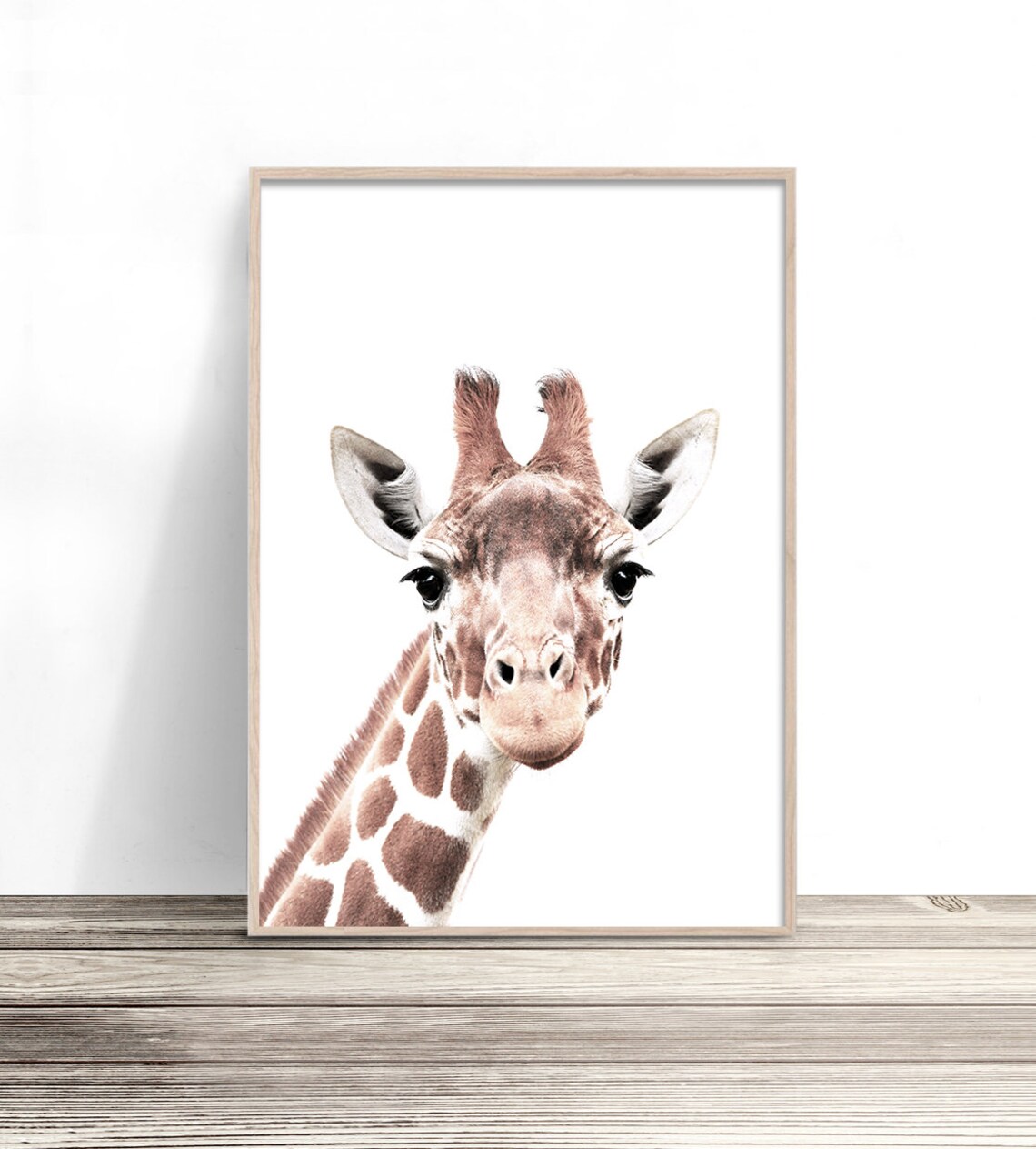 Baby Giraffe Face Close Up Cute Safari Nursery Kids Room Animal Art Poster