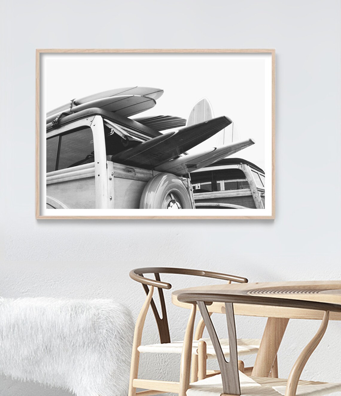 Vintage Van Surf Art Print, Black and White Beach Wall Art - Image 3