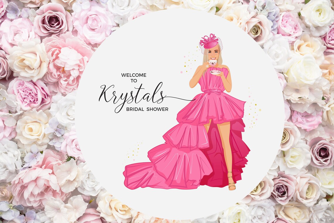 Welcome to Krystals Bridal Shower Pink Gown Fashion Sign Poster