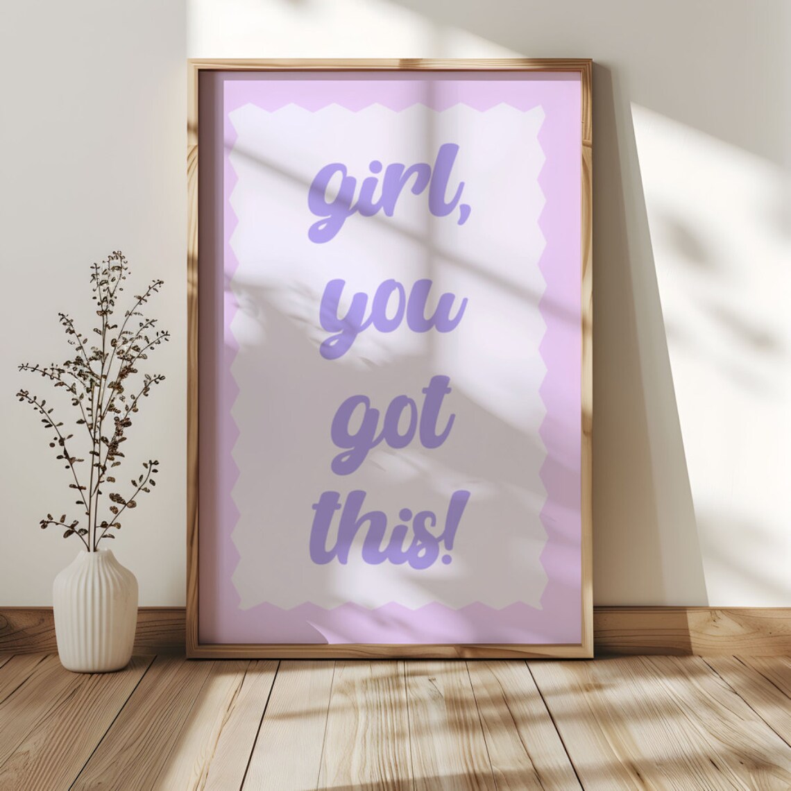 Girl You Got This Lilac Motivational Poster with Scalloped Border
