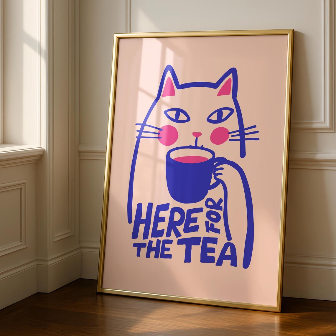 Cat Kitchen Art Print, Spill The Tea Poster