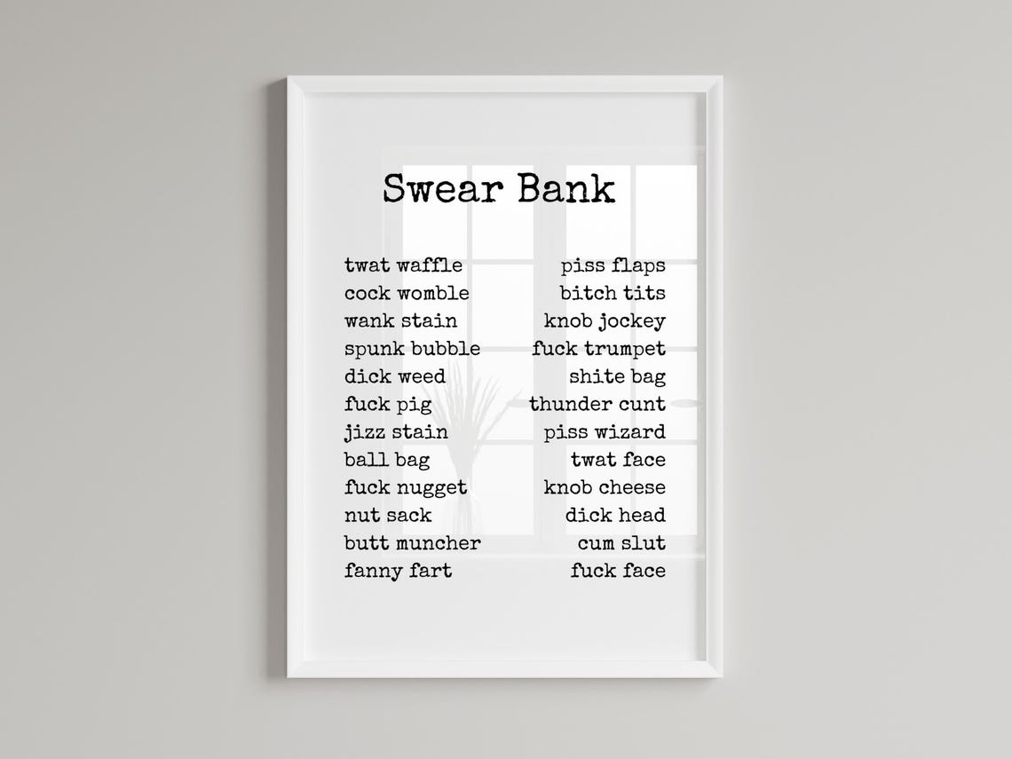 Swear Bank Funny Word Art Poster