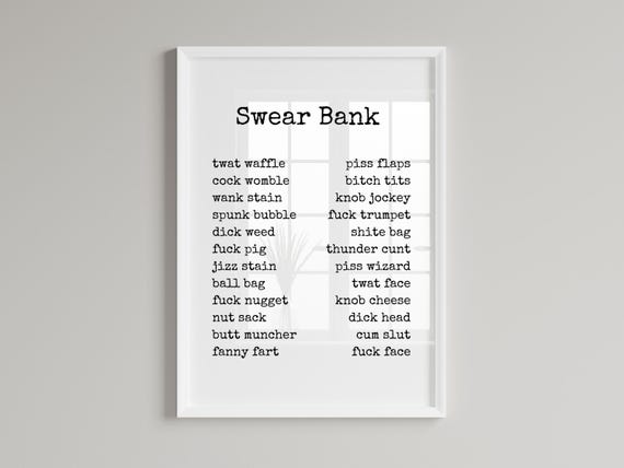 Swear Bank Funny Word Art Poster