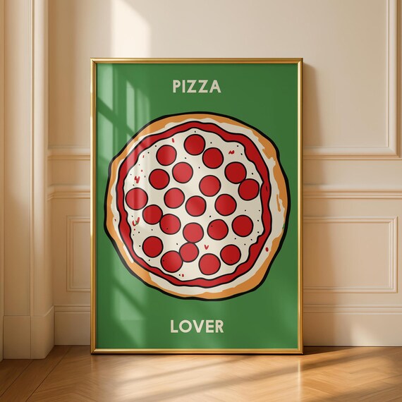 Pizza Lover Art Fun Kitchen Decor Dining Prints Cafe Poster Colourful Wall