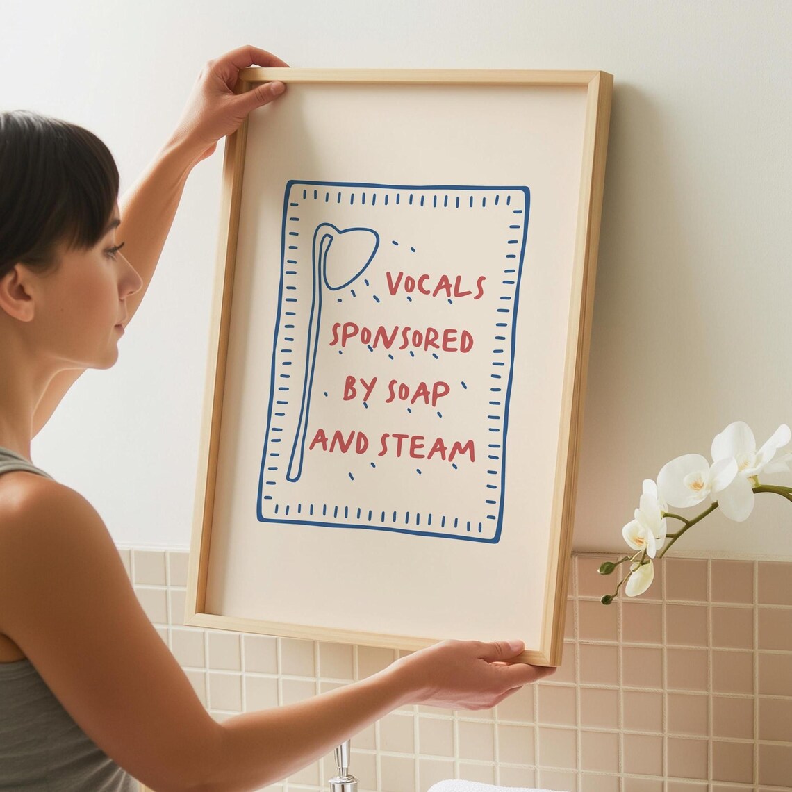 Vocals Sponsored by Soap and Steam Funny Shower Karaoke Art Poster
