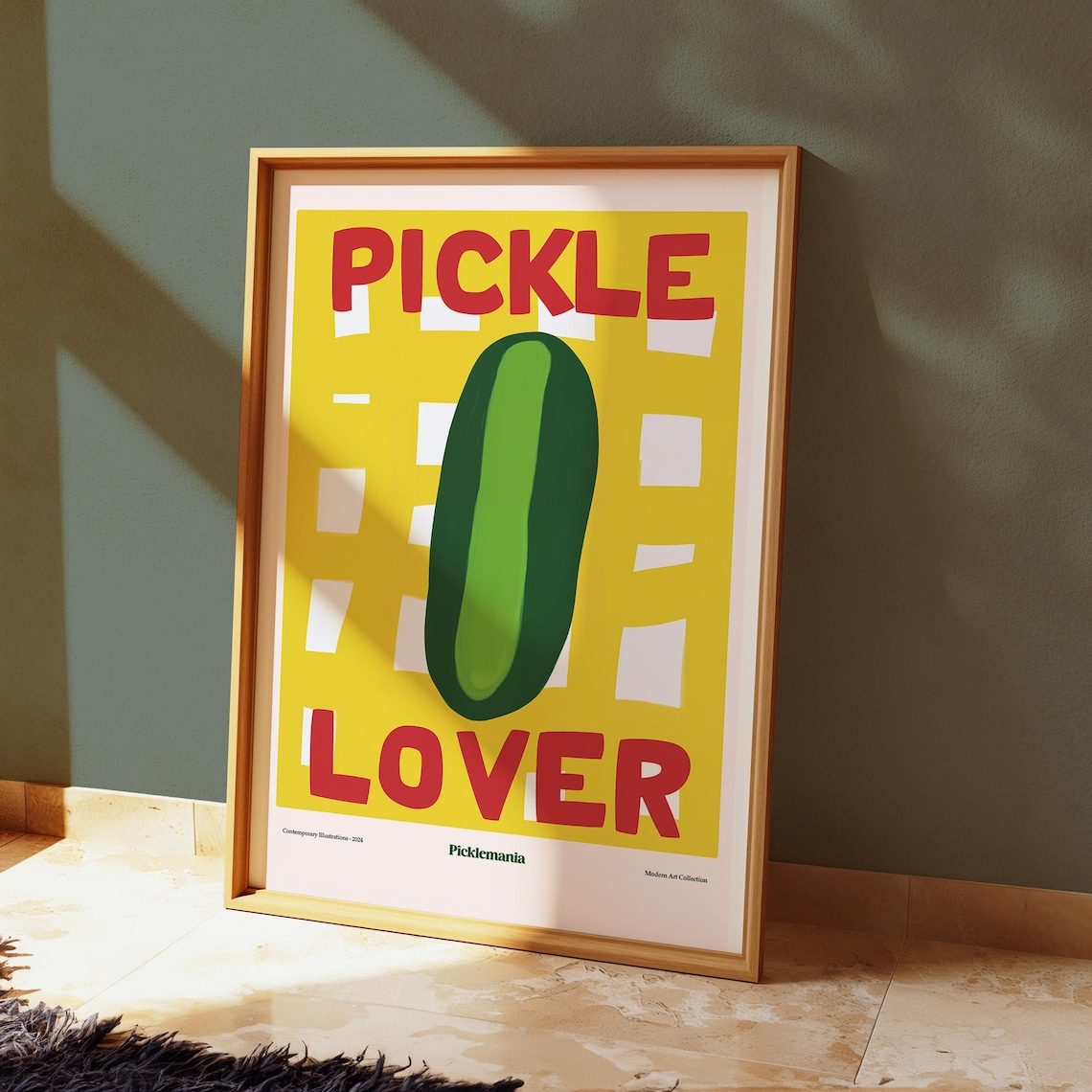 Pickle Lover Kitchen Art Print, Fun Colorful