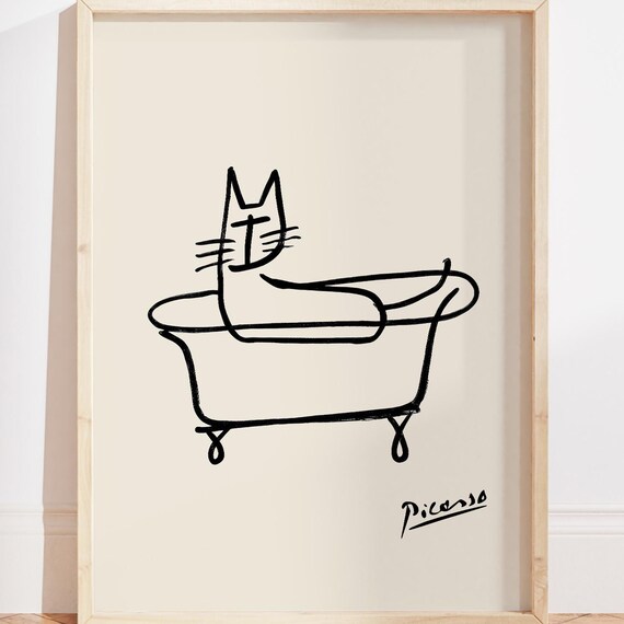 Picasso Black Cat Bathtub Wall Art Print