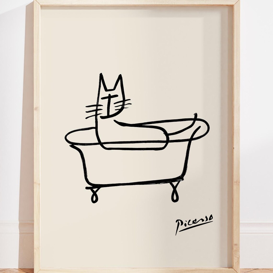 Picasso Black Cat Bathtub Wall Art Print