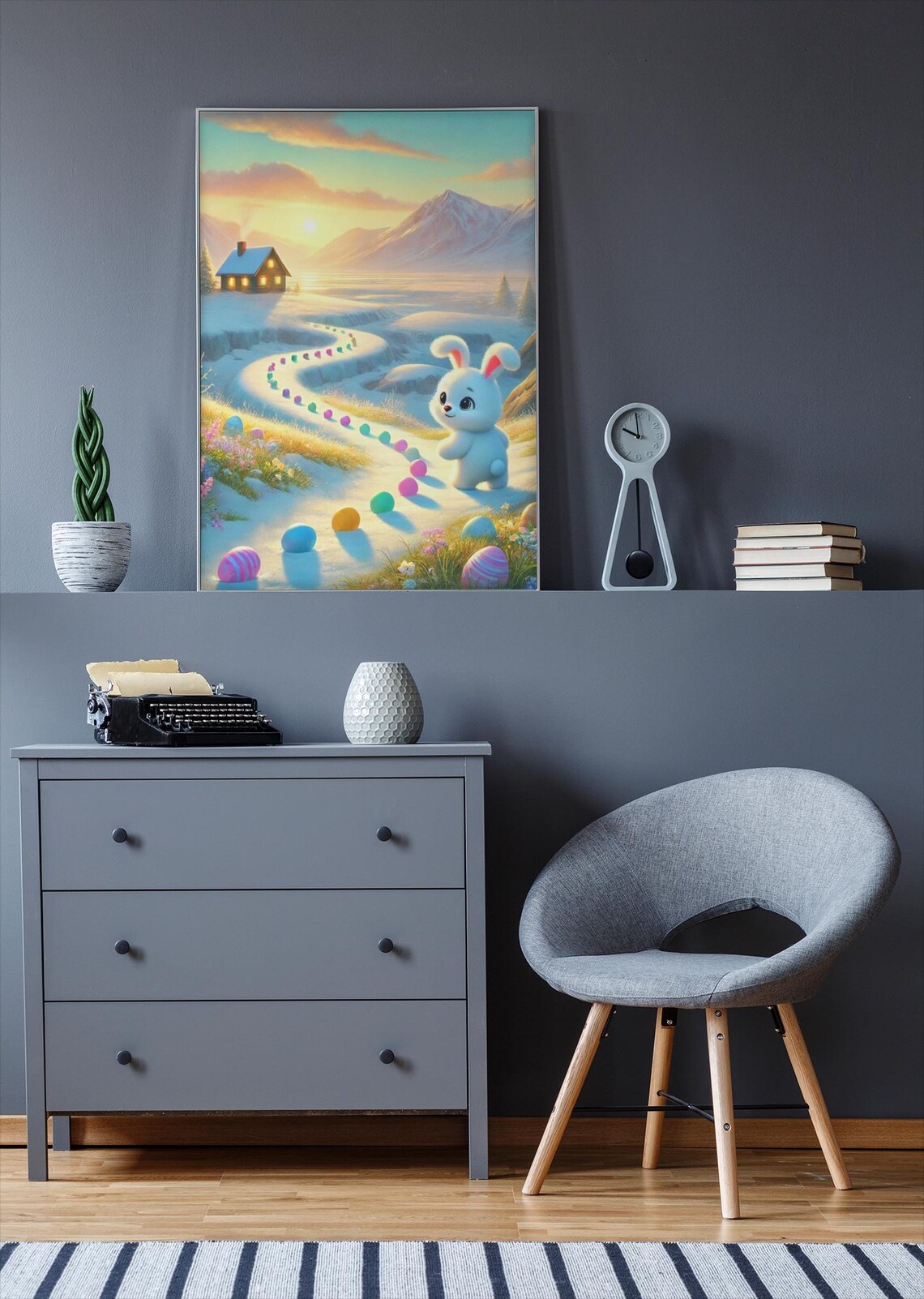 Easter Bunny Trail Art, Cute Spring Egg Hunt - Image 2
