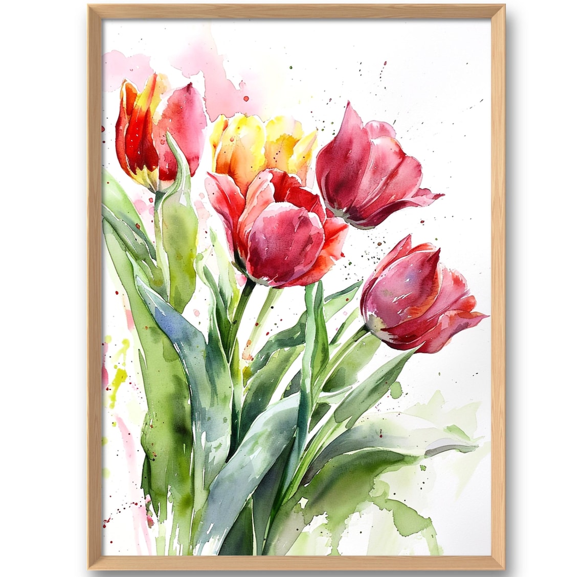 Tulip Watercolor Style Art Print, Floral Decor
