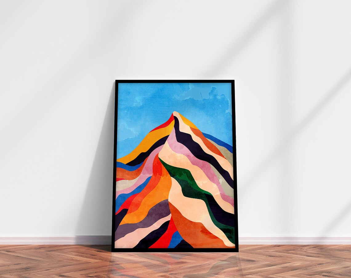 Blue Sky Over Mountain Landscape Art Print - Image 3