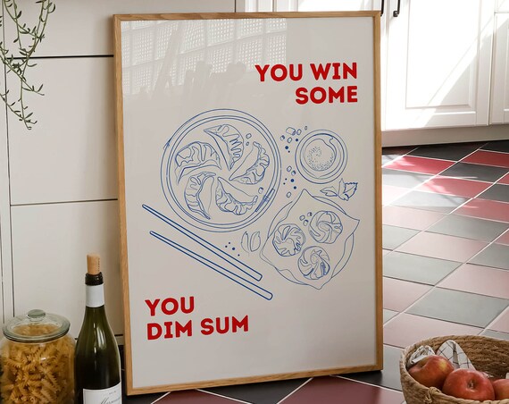Dim Sum Wall Art Trendy Kitchen Decor Funny Kitchen Art Vintage Poster Apartment Decor Neutral Wall Art Kitchen Accessories Funny Gifts