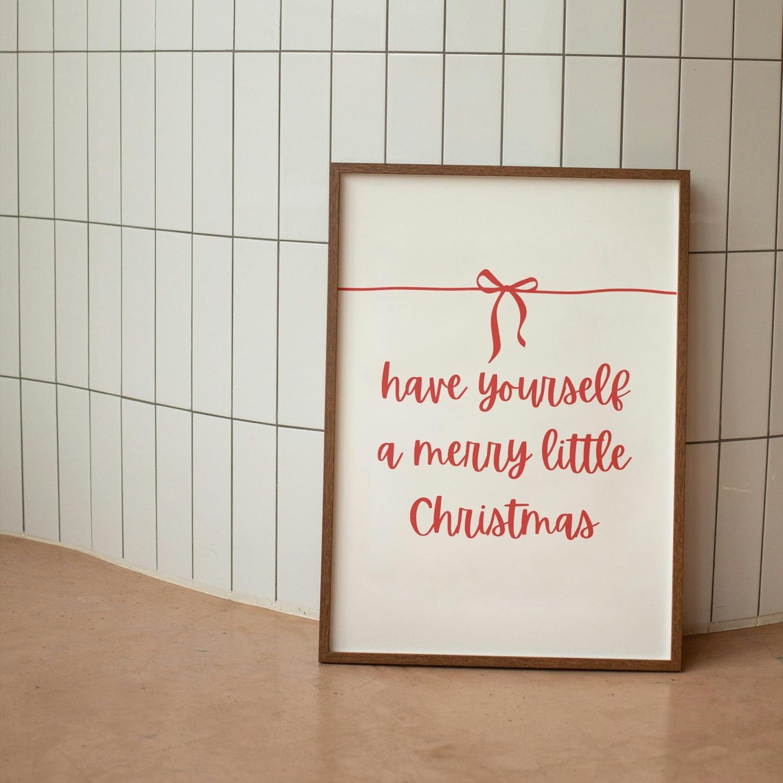 Have Yourself a Merry Little Christmas Red Ribbon Script Poster