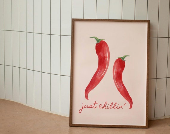 Just Chillin Wall Print Home Decor Cute Art Housewarming Gifts Bedroom Poster