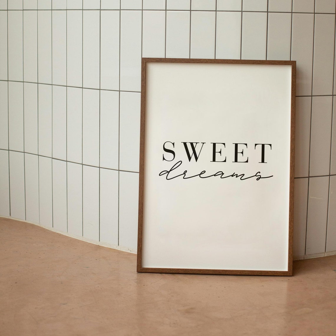 Sweet Dreams Serif Script Minimalist Nursery Bedroom Wall Art