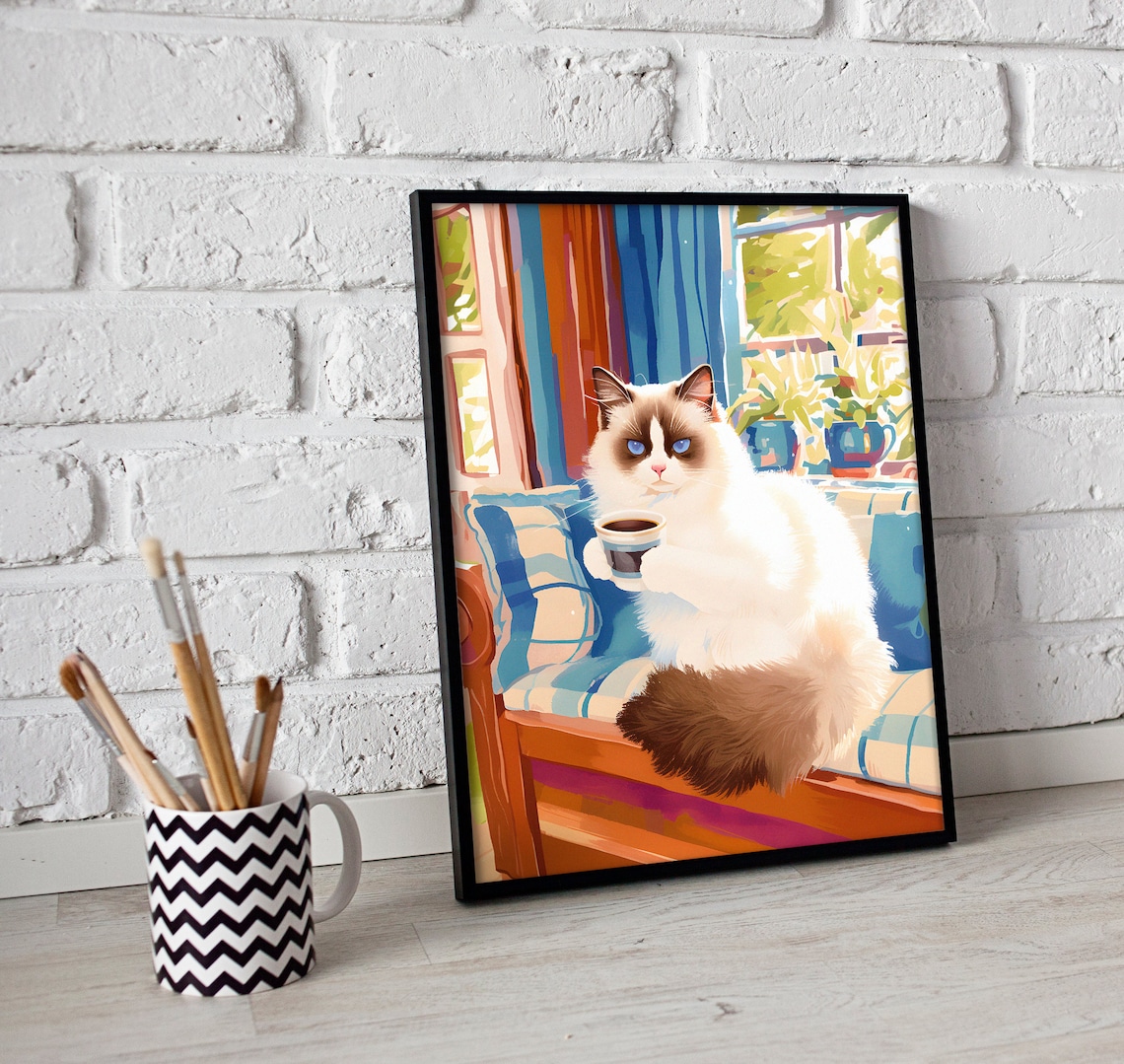 Ragdoll Cat Coffee Wall Art Poster Print - Image 3