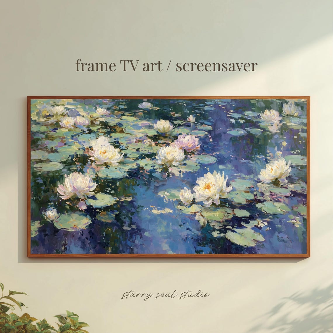 Water Lilies Blue Pond Impressionist Floral Garden Wall Poster