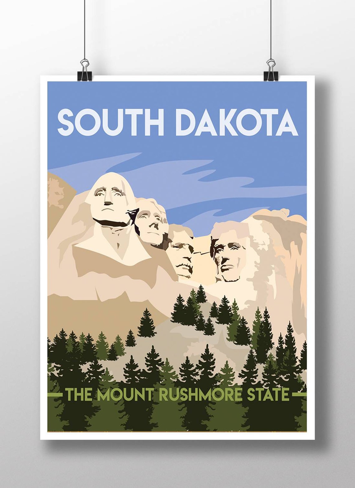 South Dakota Mount Rushmore State Landmark Forest Art Poster