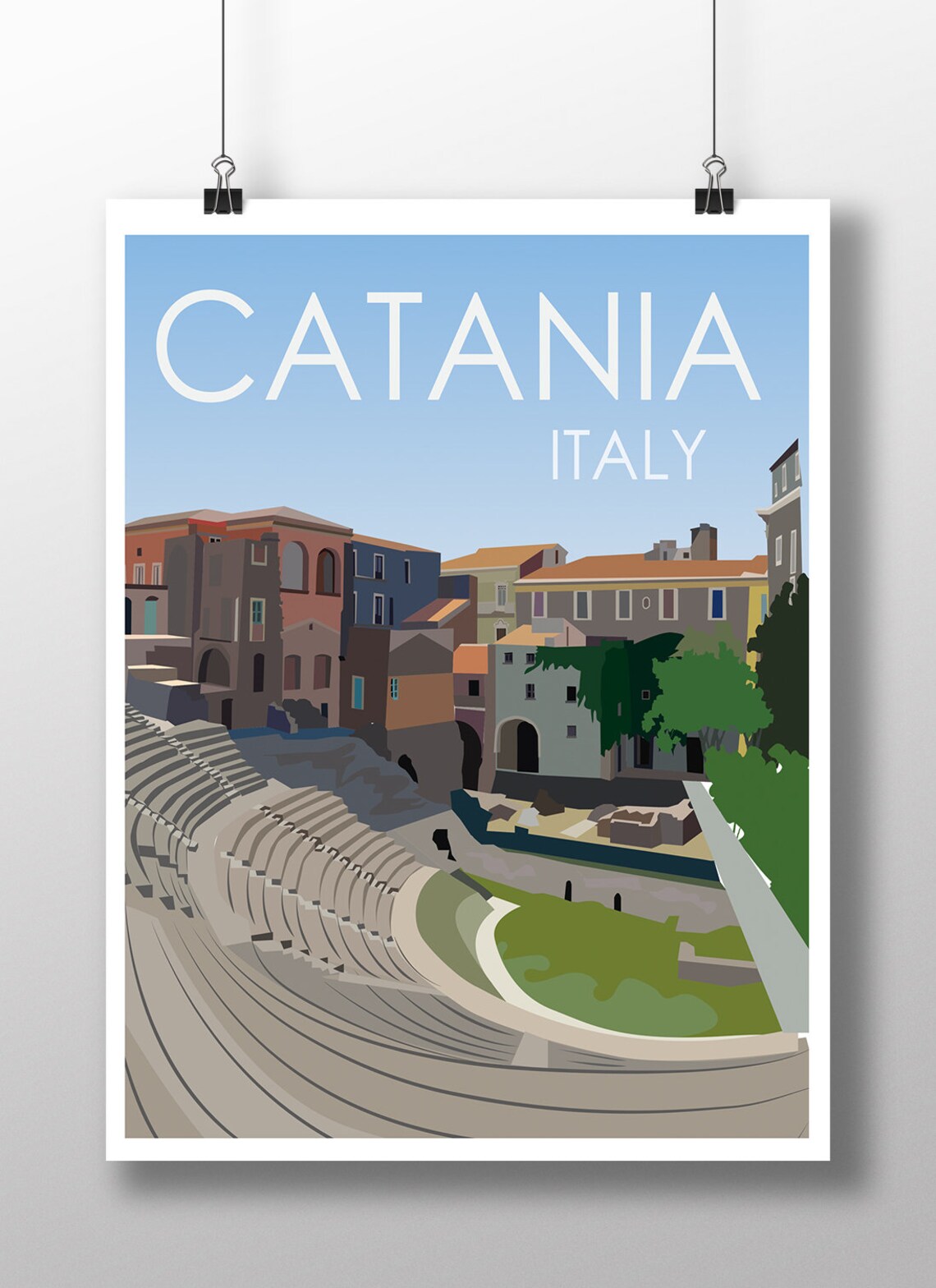 Catania Italy Travel Poster, Sicily City Art Print