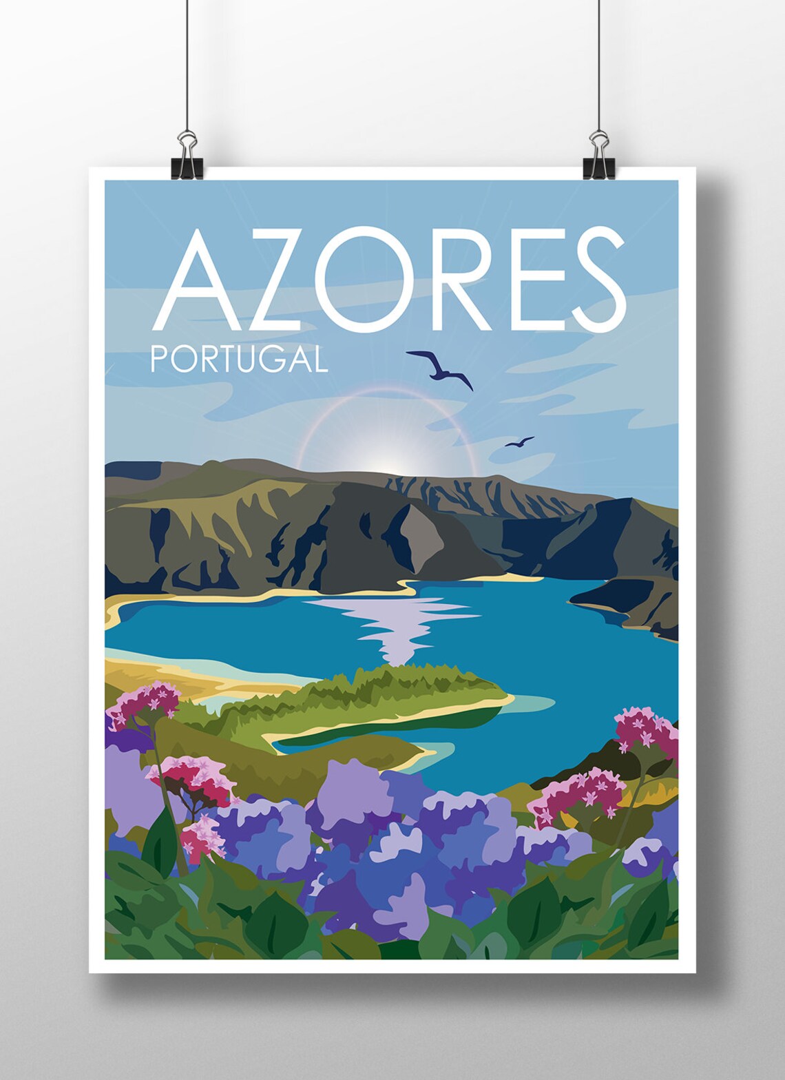 Azores Portugal Vintage Travel Poster Art Print
