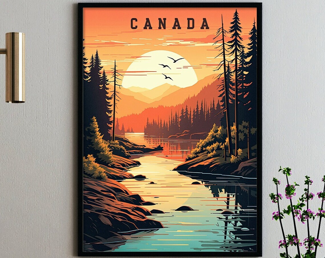 Canada Retro Travel Poster, Mountain Landscape - Image 7