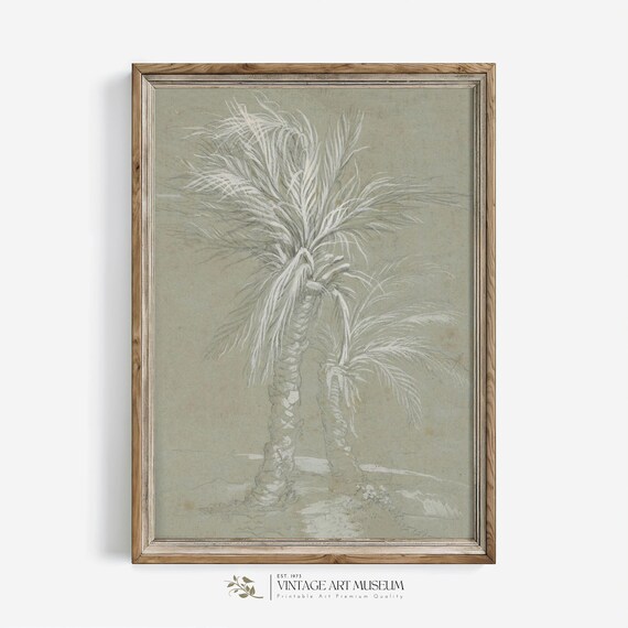 Vintage Tropical Palm Leaves Botanical Art Print