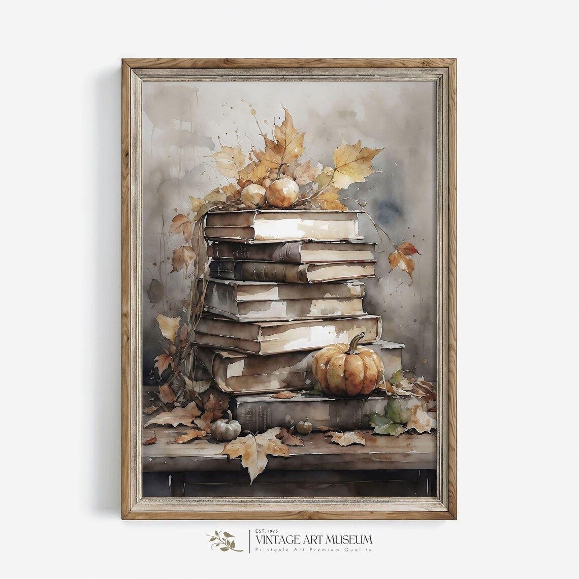 Rustic Fall Decor Vintage Book Still Life Art Print