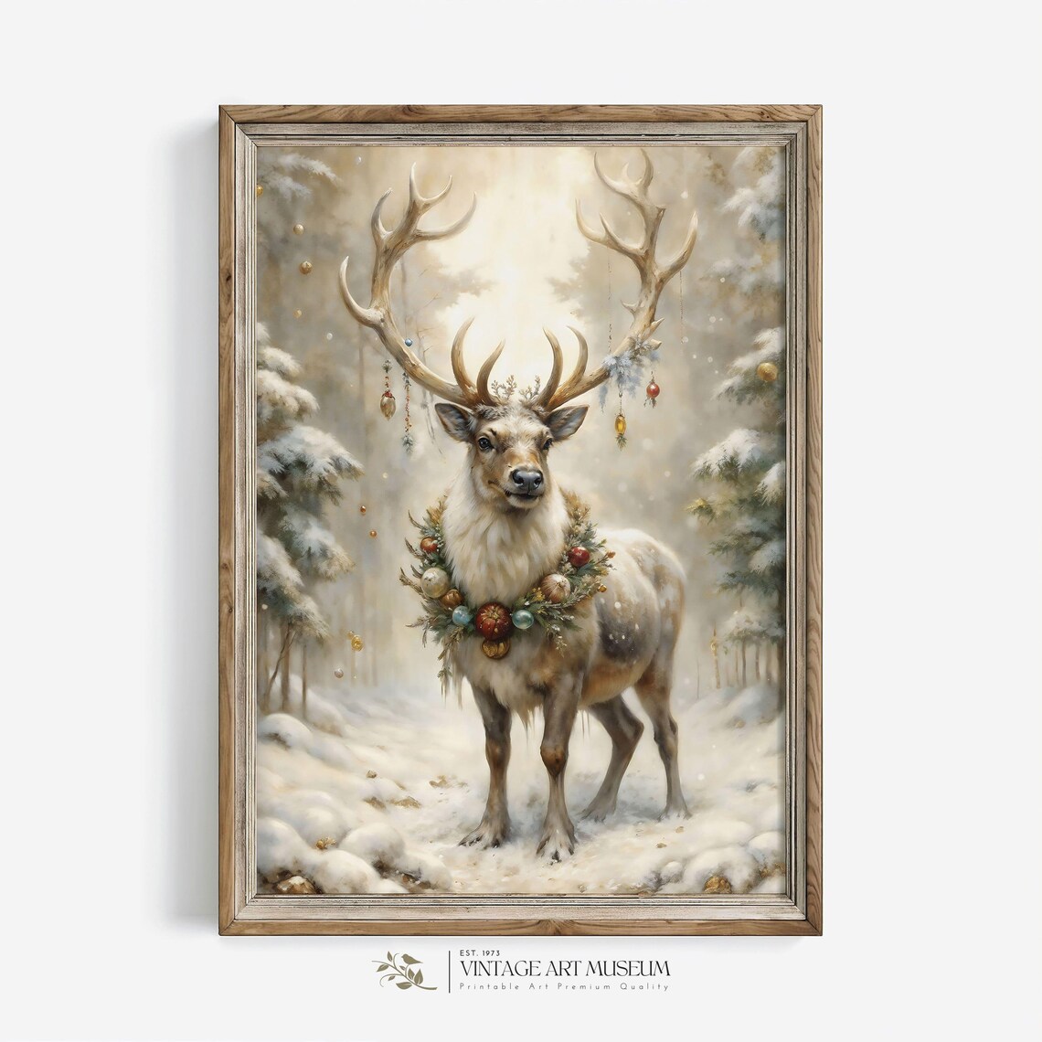 Noble Reindeer Winter Print, Vintage Holiday Decor - Image 3