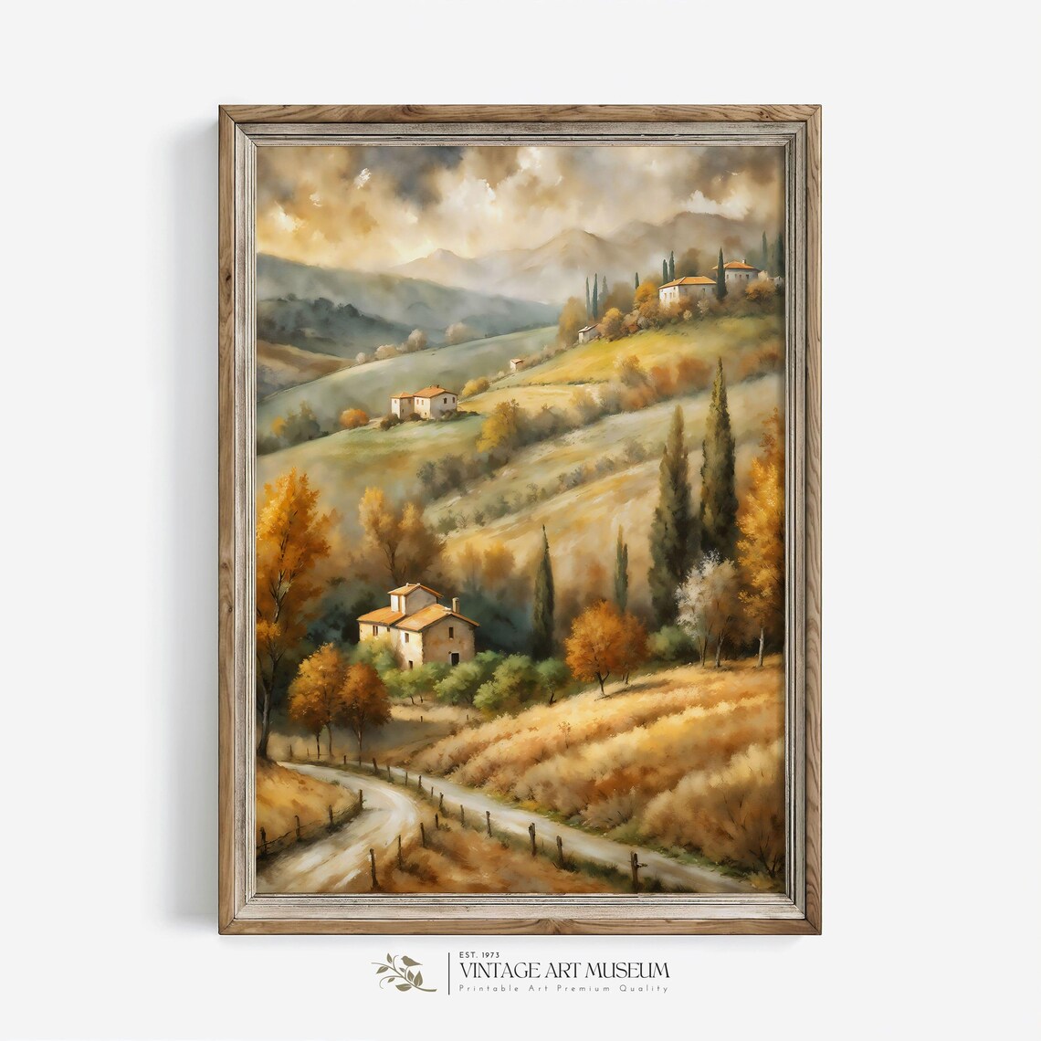 Fall Countryside Of Italy, Vintage Tuscany Landscape Print