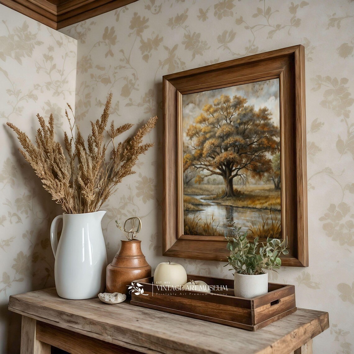 Single Rowan Tree Vintage Landscape Art Print - Image 3