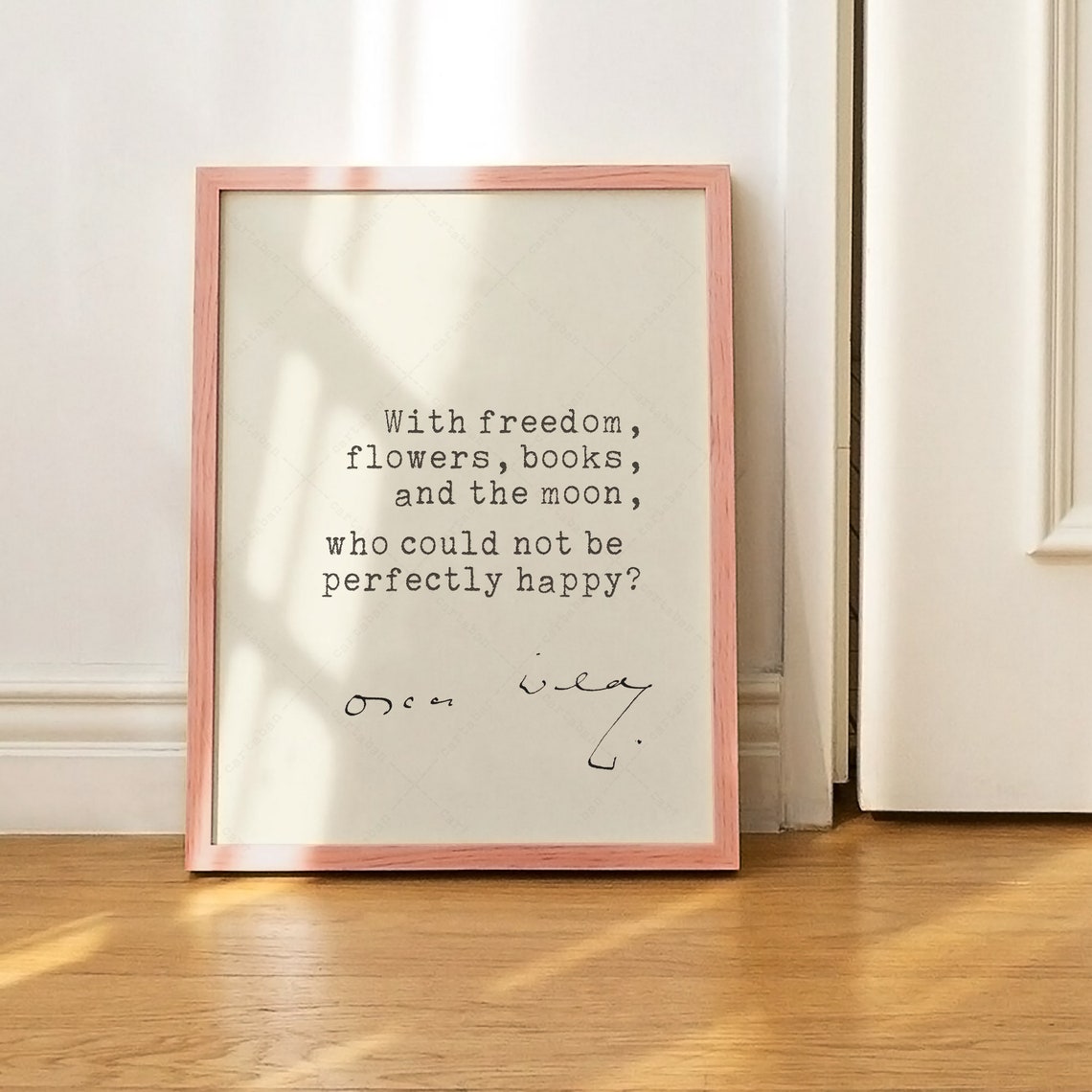 Oscar Wilde With Freedom Flowers Books And The Moon Quote Poster - Image 4