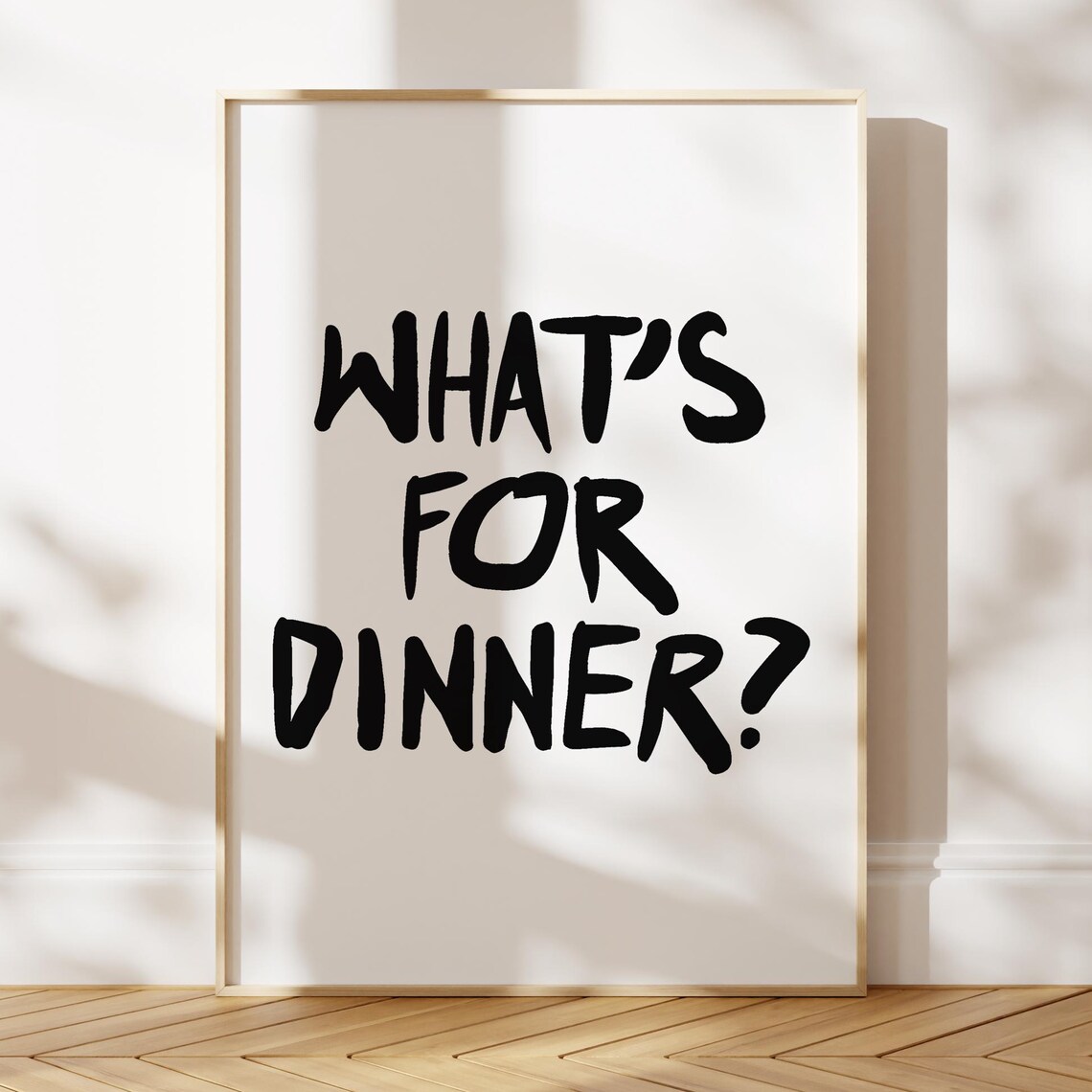 Whats For Dinner Hand Lettered Kitchen Quote Typography Poster