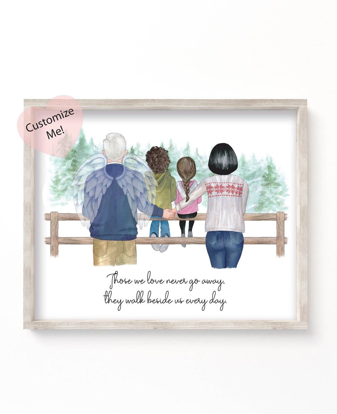 Those We Love Never Go Away Memorial Poster Angel Grandpa Family Art