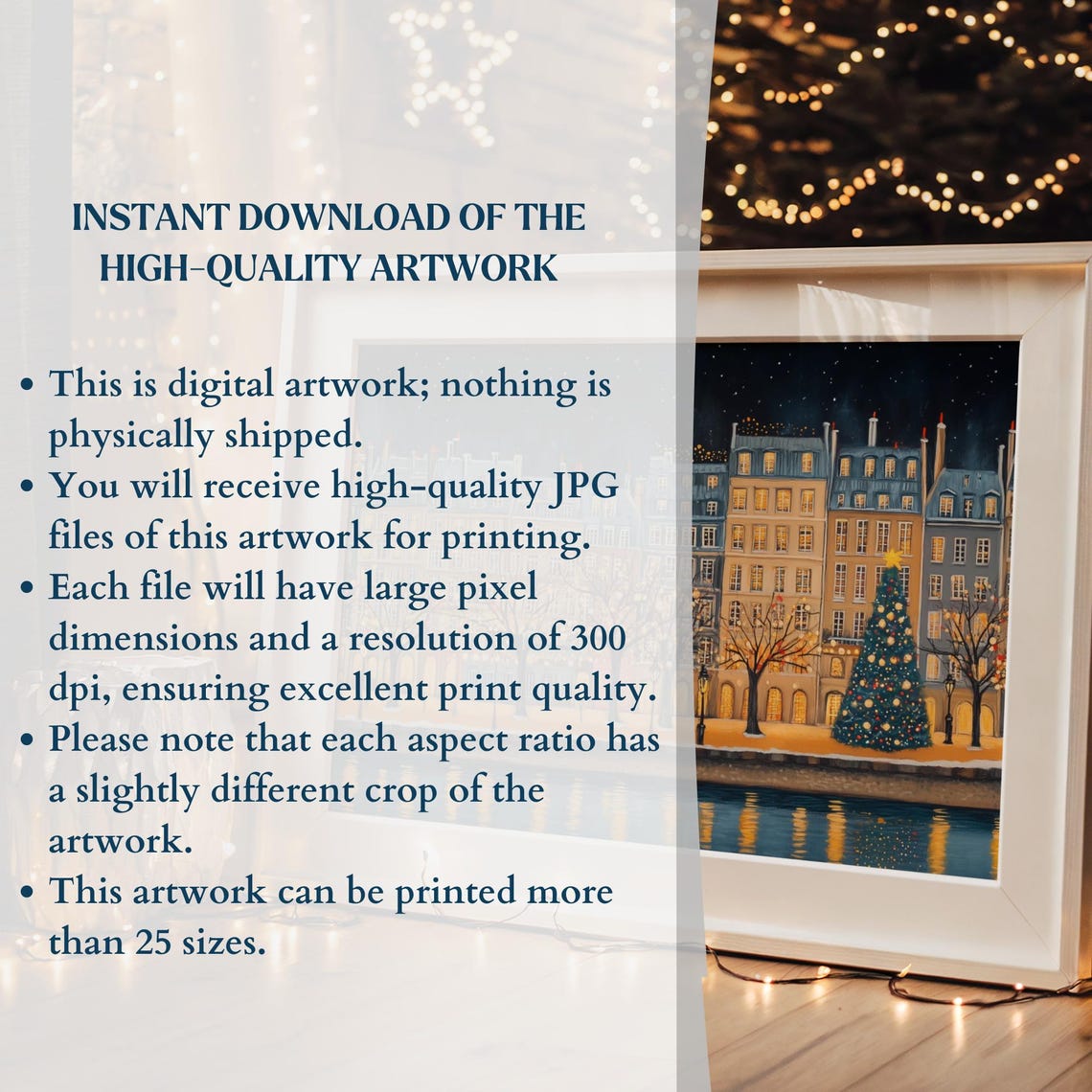 Christmas Eve Night City Riverfront Glowing Windows Holiday Poster - Image 2