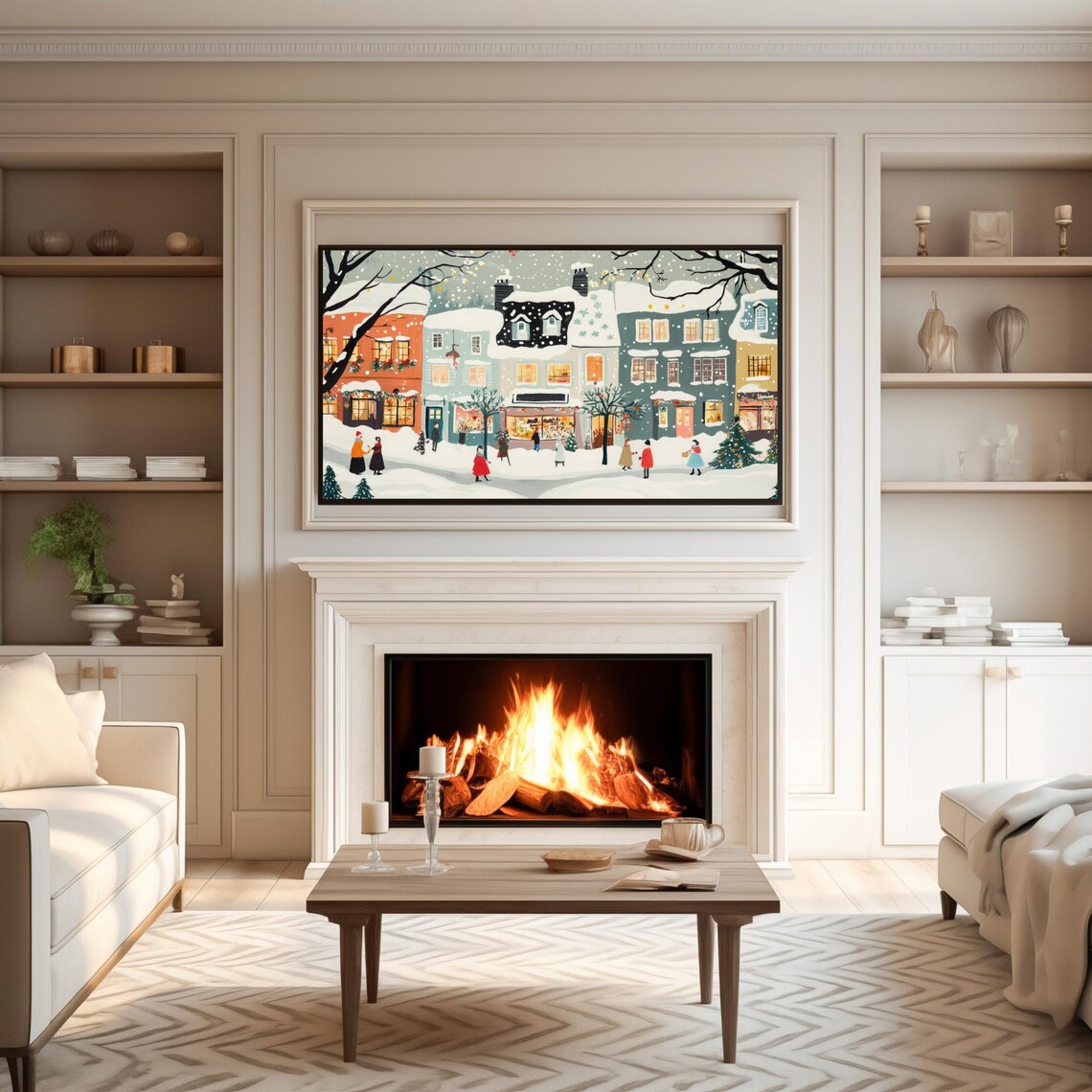 Frame TV Art Whats Included Card with Snowy Village Scene Print - Image 3