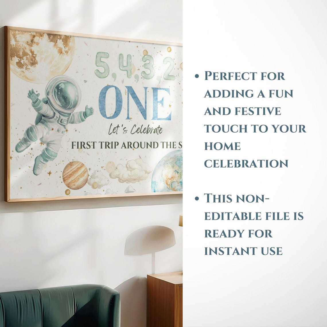 First Trip Around the Sun Birthday Space Party Frame TV Art Print - Image 6