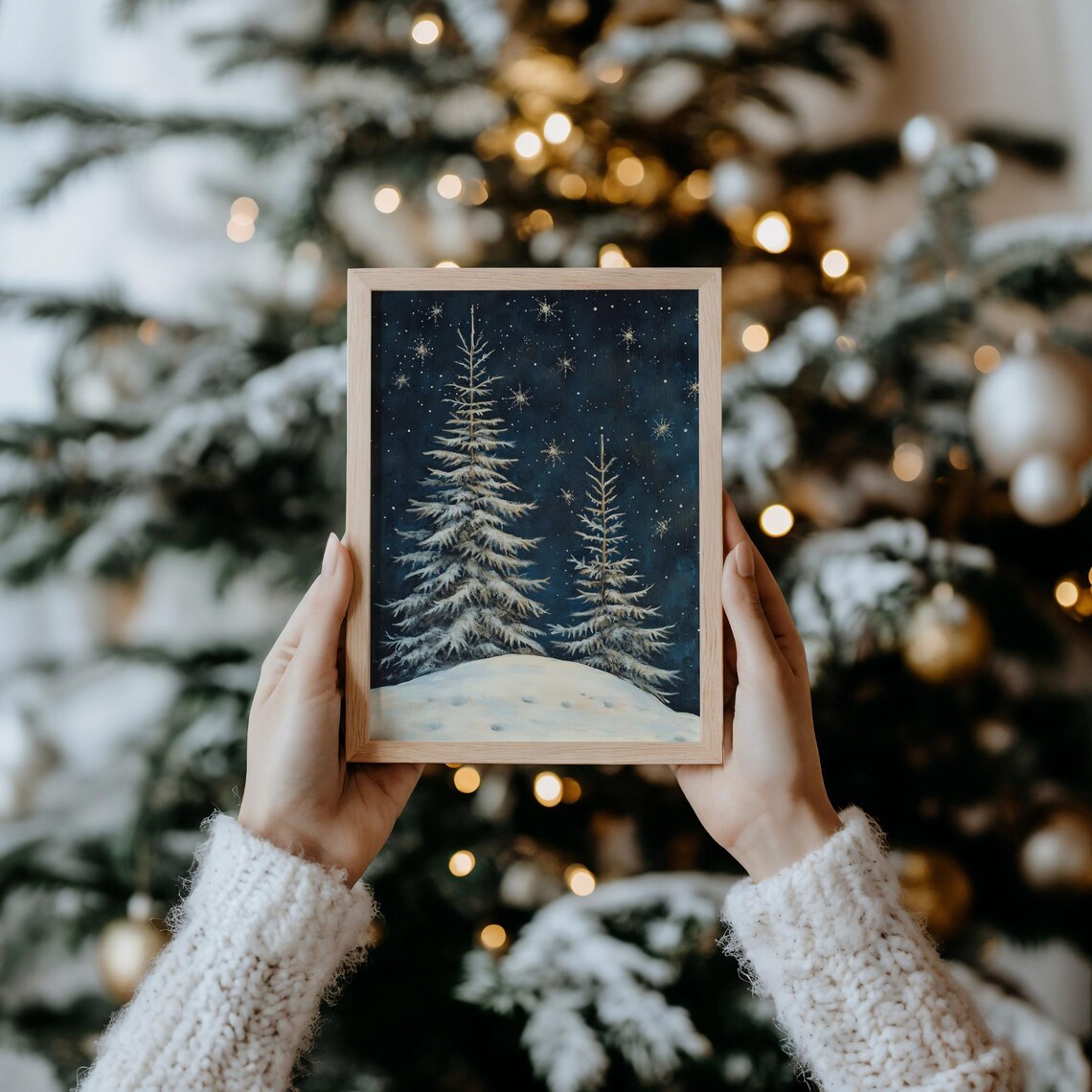 Winter Forest Vintage Snowy Forest Christmas Art Print - Image 4