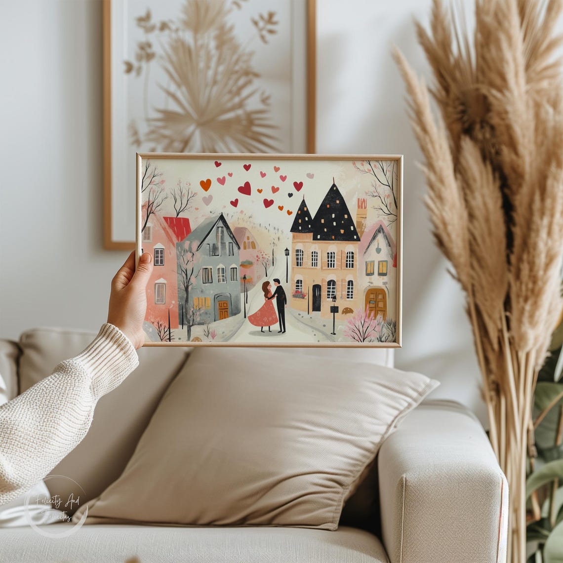 Valentine Couple Dancing Under Hearts Charming Village Poster - Image 6