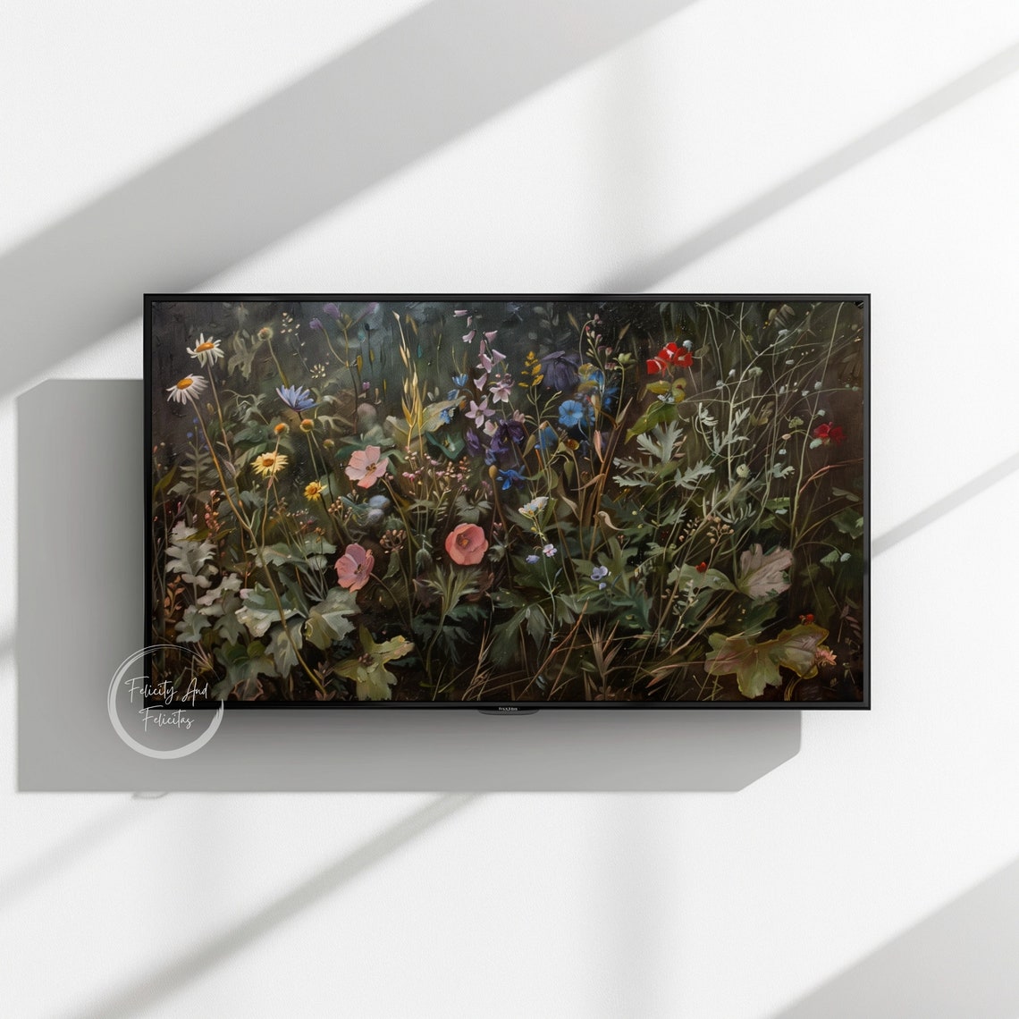 Wildflower Meadow On Dark Moody Vintage Botanical Painting Poster - Image 3