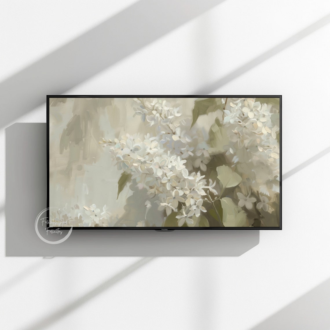 White Lilac Blossoms Soft Impressionist Spring Floral Wall Art - Image 3
