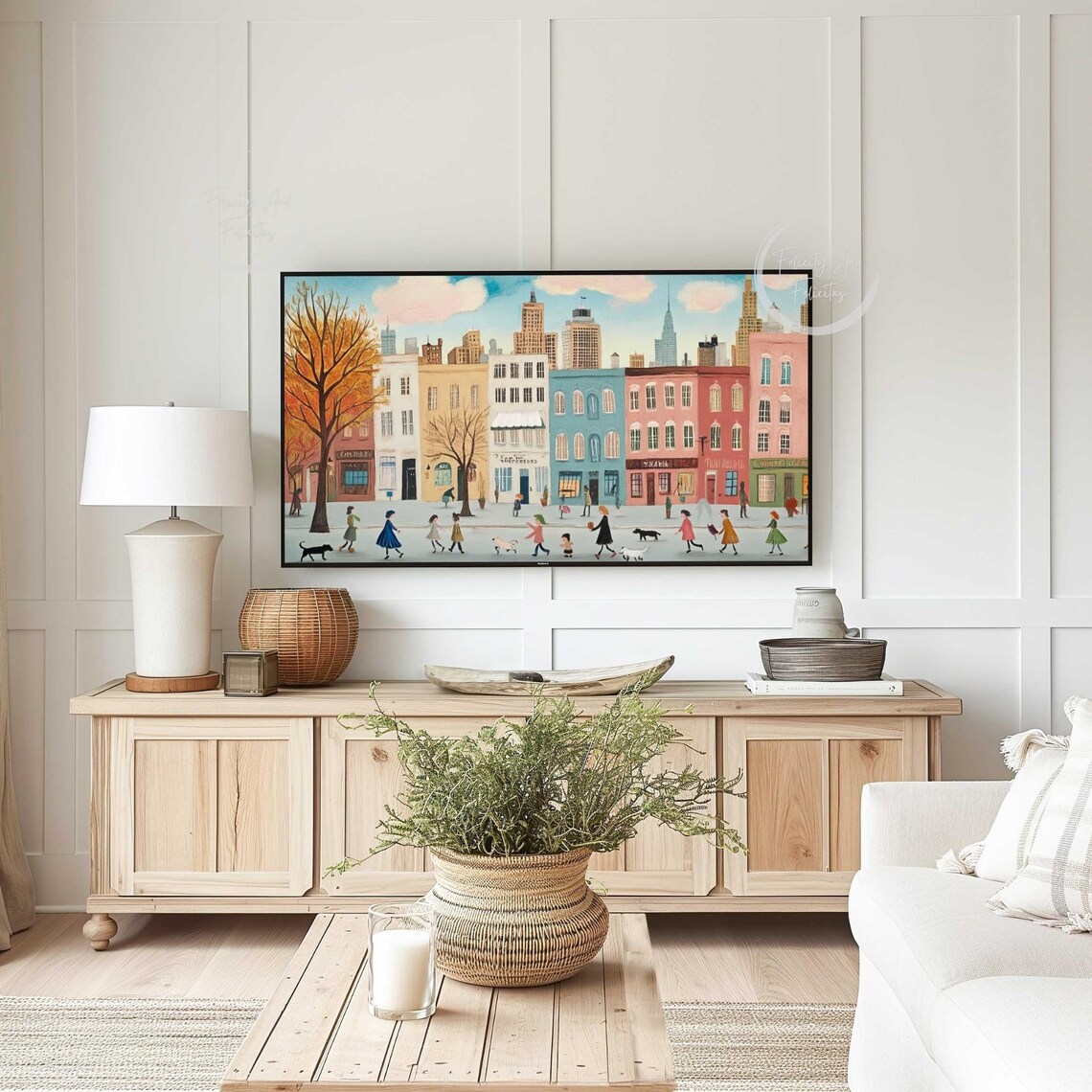 Cozy Autumn City Street Fall Buildings Skyline Frame TV Poster - Image 5