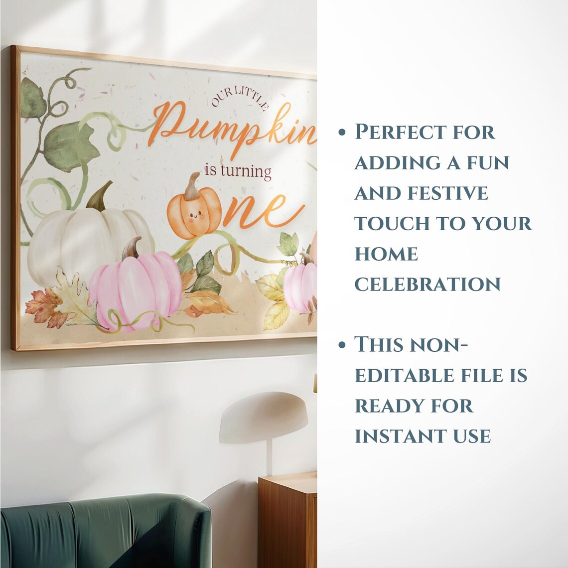 Our Little Pumpkin First Birthday Watercolor Pink Frame TV Poster - Image 6